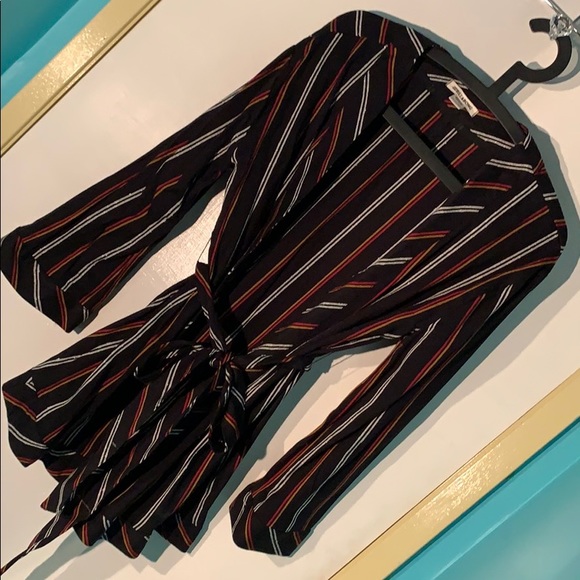 Billabong striped open jacket tie shirt/cover-up - Picture 2 of 7